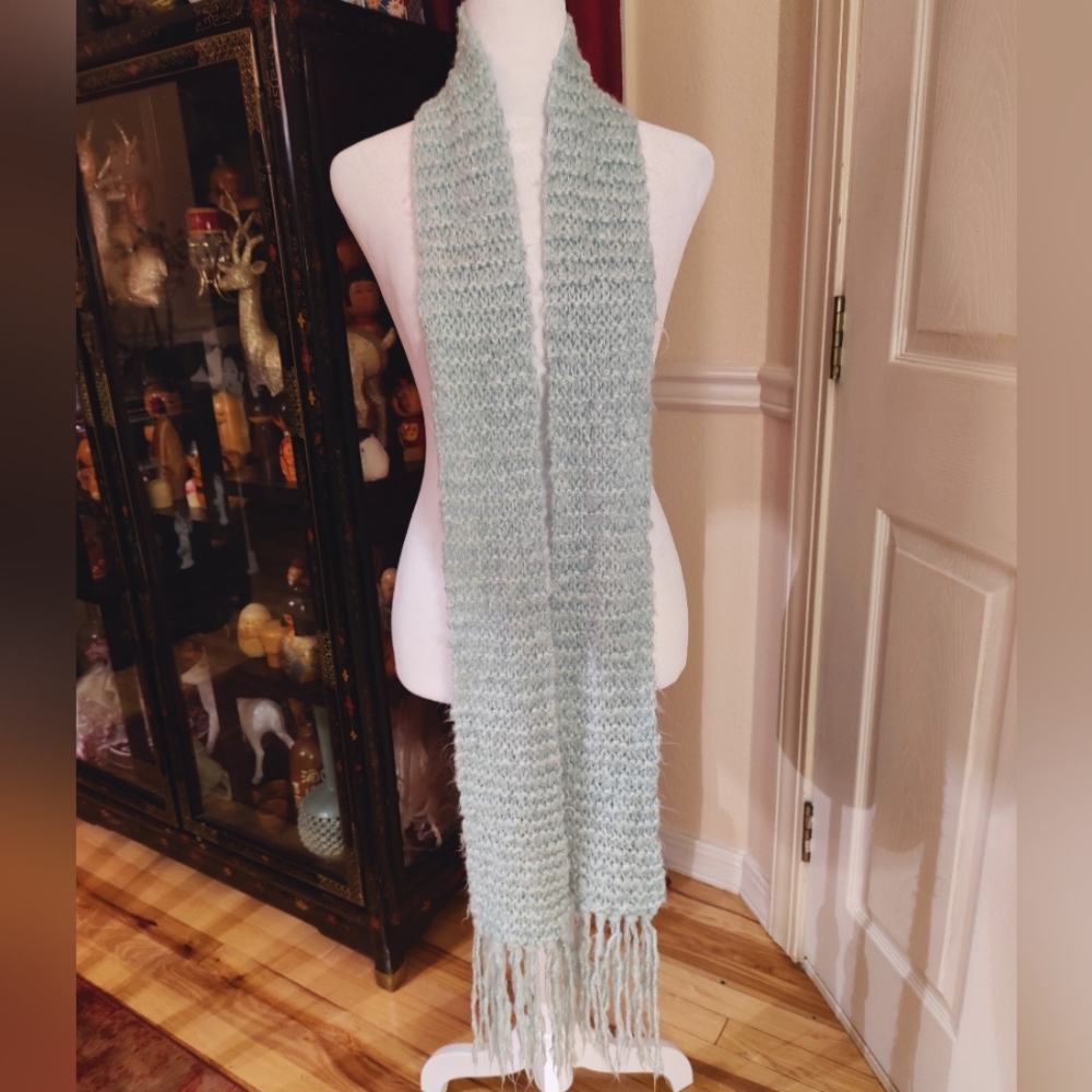Mint Green Hand Crochet Winter Scarf